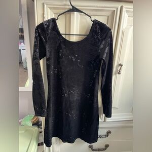 Black crushed velvet mini dress